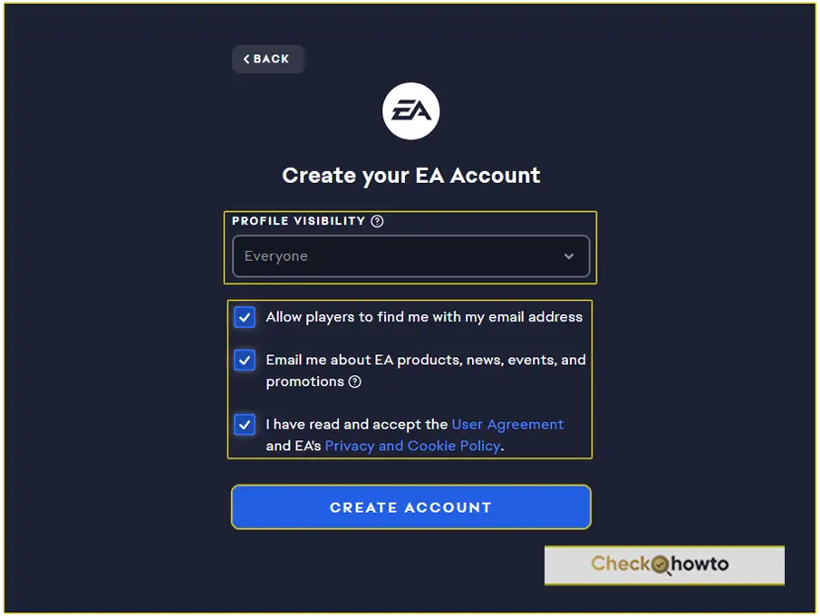 Review EA’s User Agreement and Privacy Policy | How to create an EA Account