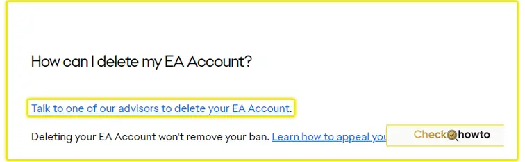 Visit the EA Help Website for Account Deletion